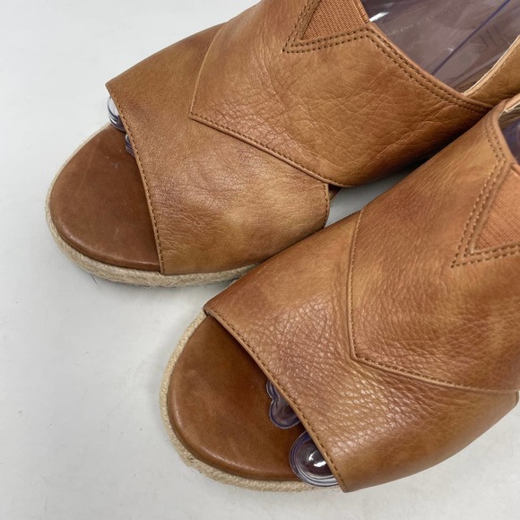 Vionic Brown Toffee Zamar Espadrille Wedge Crossover Leather Sandals Size US 9.5 - Picture 2 of 13